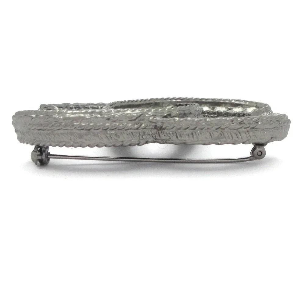 Chanel Coco Brooch Silver Black Multi Hardware Rhinestones
